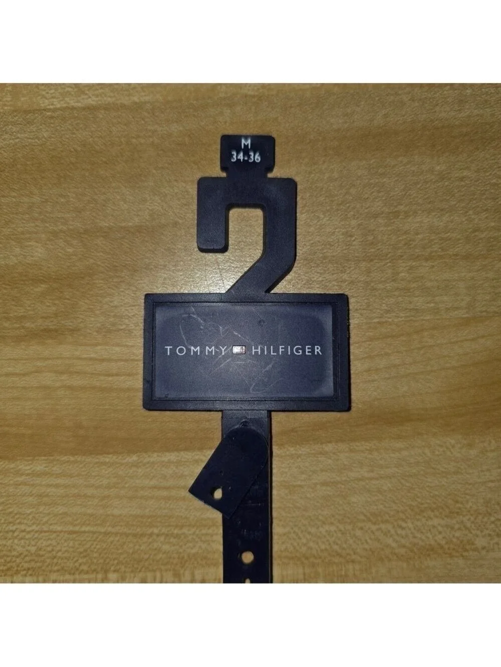 Tommy Hilfiger Black Leather Belt Silver Buckle Size 34 35 #BLT7